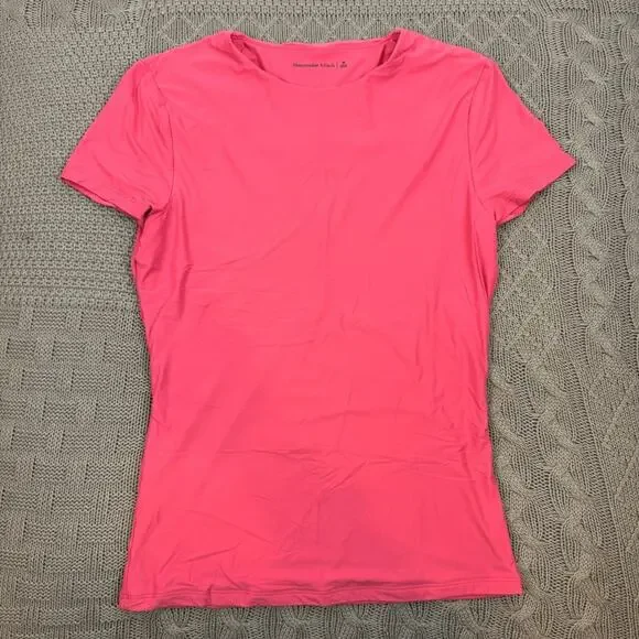 Abercrombie & Fitch Pink Women's Short Sleeve Tee Performance Material ~ S/M - Picture 1 of 11